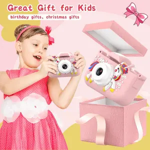 Kids Multifunctional Camera Toy with 5 Educational Games, Cute Unicorn Silicone Case, 1080P HD Lens, Selfie & Video Recording, Battery Powered Camera
