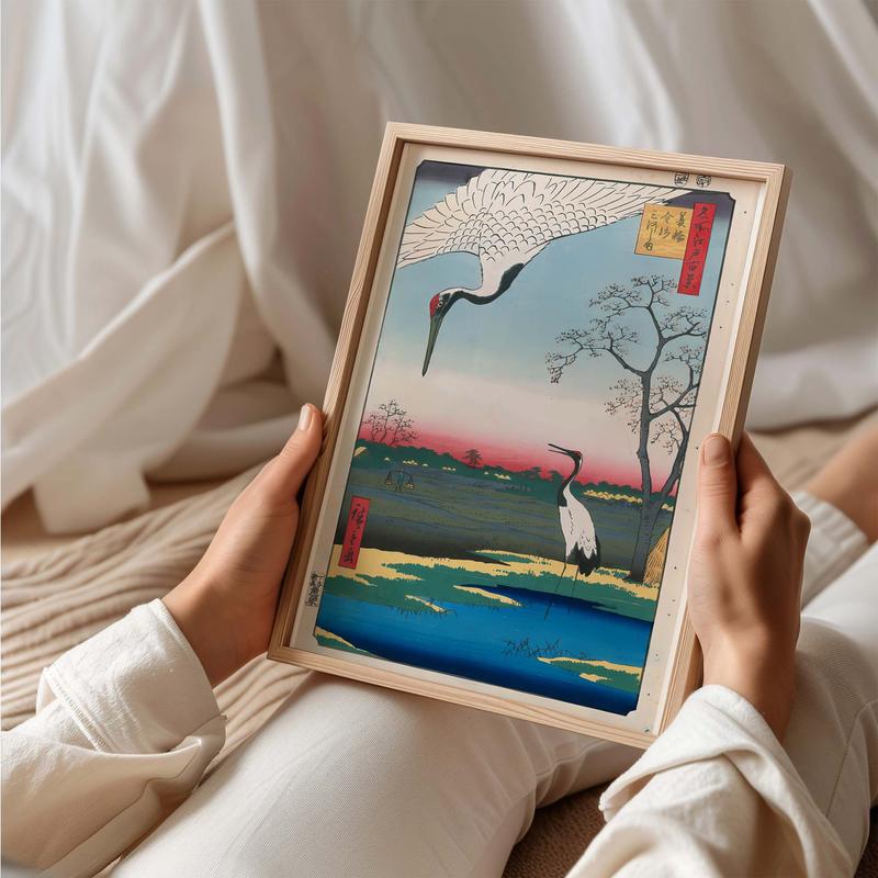 Minowa Kanasugi And Mikawashima Fredericton Wall Art Watercolor Print 170 gsm Matte Paper 20-25mm Pine Wood Frame Ready To Hang Poster