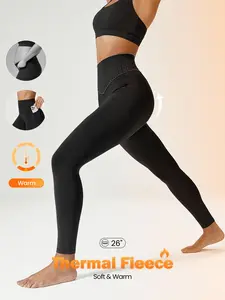 GLOWMODE 26'' FeatherFit Fleece Warm Tummy Control High-Rise Waist Leggings Low Impact Yoga Daily Warm Winter