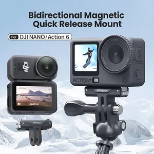 Magnetic Quick Release Mount for DJI Osmo Action 6/Nano, Stainless Steel Bracket Expansion with 2 Prong Adapter for DJI Osmo Nano/Action 6 Accessories