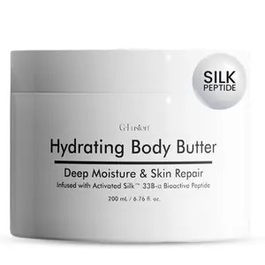 Hydrating Silk Peptide Body Butter - Lightweight Non-Greasy Moisturizer with Aloe Vera, Vitamin E & Herbal Extracts for Dry, Rough, and Sensitive Skin - Deep Nourishment Body Glaze & Hydration