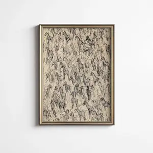 Wild Horses Sketch Printable Art Vintage Minimalist Equestrian Drawing Q