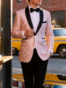 Men's Floral Print Button Front Suit Set, Long Sleeve Blazer & Pants Two-Piece Set for Formal Party Wedding Guest, Fashion Men's Clothing for All Seasons