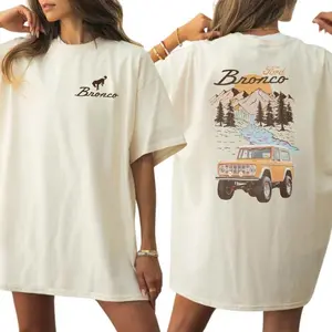 Vintage Retro Ford Bronco T-Shirt, The Car National Park Graphic 2-Sided Shirt, Comfy Clothing, Printed Women's Top, Casual
