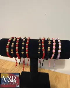 Pulseras tejidas para hombre y mujer con balines de oro 18k