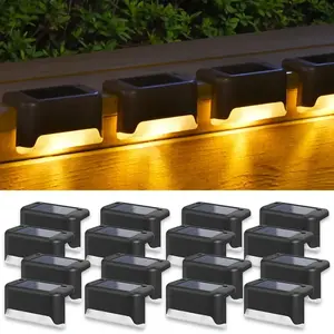 4-Piece Set Solar-Powered LED Deck Lights Auto-On/Off, 12-Hour Continuous Illumination Ideal for Outdoor Stairs, Railings, and Pathways Enhances Nighttime Safety and Ambiance Waterproof Solar Step Lights for Outdoor Use Garden Decor Perfect Gift