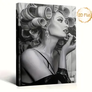 1pc, Framed 2D, Vintage Barber Salon Hairstyle Art Poster Theme Canvas wall art. Suitable for Home, Office, or Bachelor Party Decor. Gift for Hair Stylists. 12x18inches