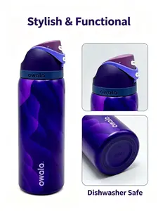 Owala 32oz Insulated Stainless Steel Water Bottle, Leak-Proof FreeSip Lid, Dishwasher Safe, Purple Swirl Design, Reusable Vacuum Tumbler for Sports, Hiking, Office & Everyday Use fathersdaygift