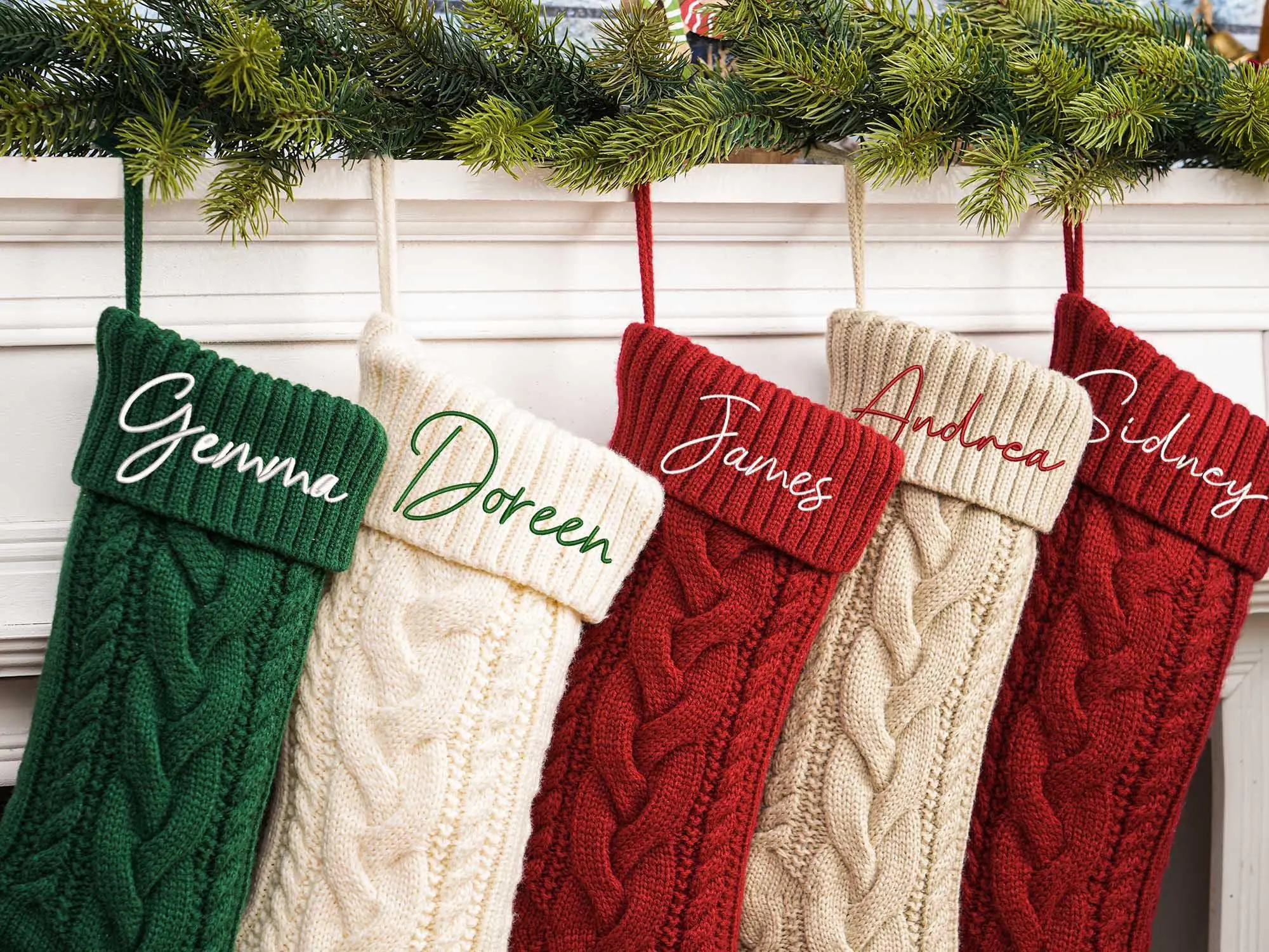 2024 Family Christmas Stocking-knitted Christmas Stockings-embroidered Christmas Stocking-holiday Stockings With Name-christmas Family Gifts