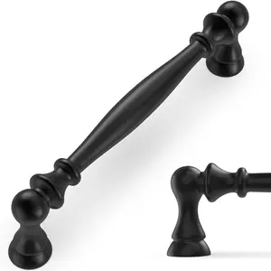 10 Pack 5 Inch(128mm) Kitchen Cabinet Handles Matte Black Cabinet Pulls Zinc Alloy Drawer Pulls Solid Kitchen Hardware