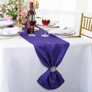 13"x108" Sequin Paillette Poly Flax/Burlap Table Runner - Regency Purple (1pc)