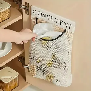 Wall Mounted Storage Bag, 1 Count Large Capacity Mesh Hanging Storage Bag, Reusable Household Door Back Storage Bag for Kitchen Tool Storage, Organiser