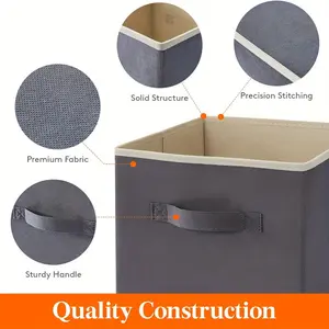 Gray, 13inch Cube Storage Bins, 10-Pack Foldable Storage Cubes, Foldable Fabric Storage Bins, Multi-Color Organizer Bins with Handles, Decorative Organizer Baskets