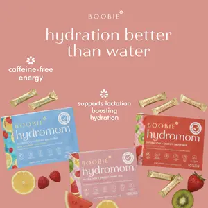 Boobie Hydromom Superfood Electrolyte Drink Mix | Refreshing Energy & Hydration Boost for Mamas | On-The-Go & Travel Essentials for Pregnancy, Lactation, & Beyond, 10 Packets Healthcare Vitamin