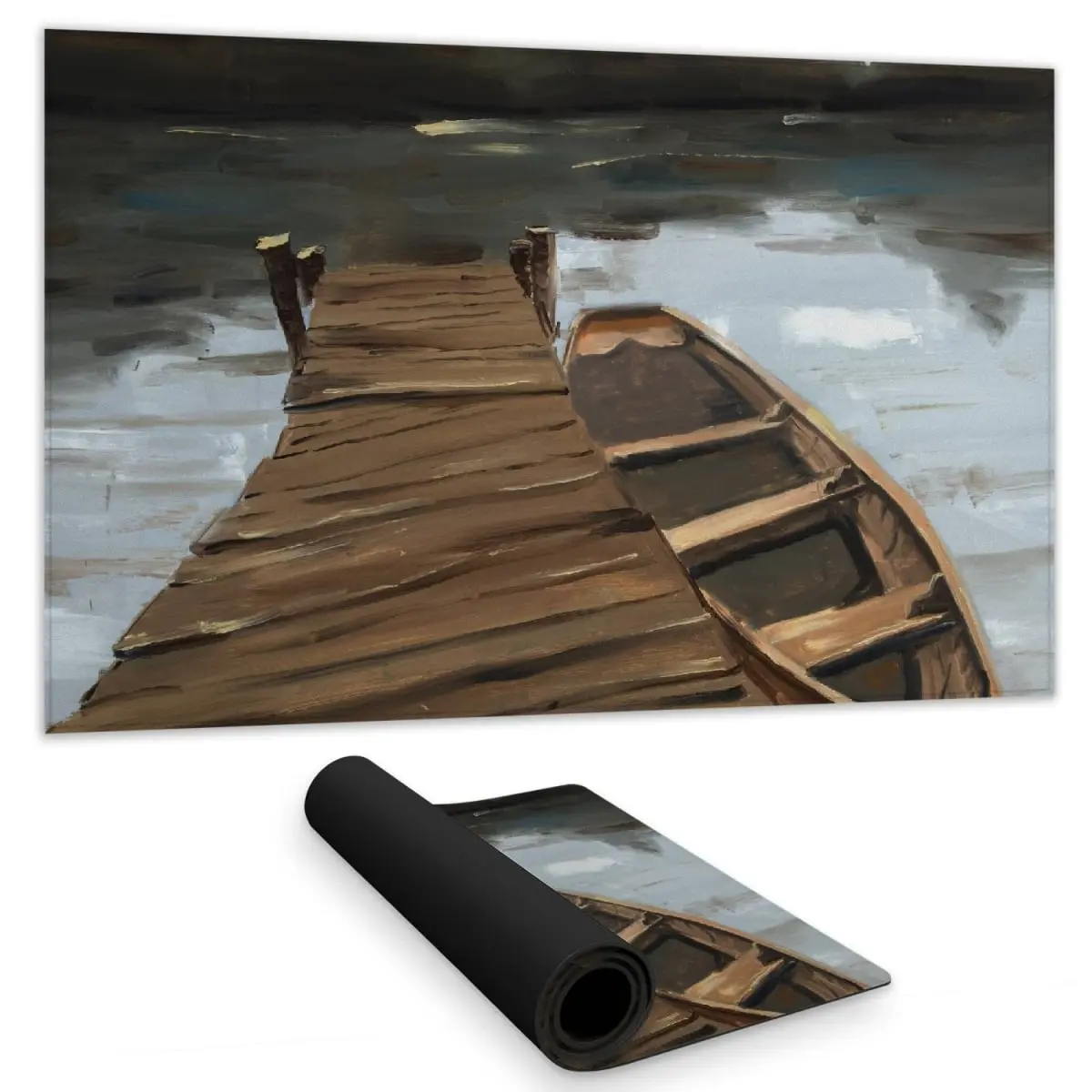 360 Stand Rustic Office Desk Mat - 14x24 in White Lake Scene Design with Rubber Backing, Waterproof Smooth Surface, Nautical Calm Bedroom Office Decor Accent, Dock Themed Protective Decorative Mat