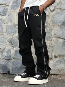 Men's Fashion Sporty Cargo Pants Activewear, Simple Stylish Print, Hip-Hop Style, Unique Design, Ideal for Daily Wear, Comfortable Outdoor Activities