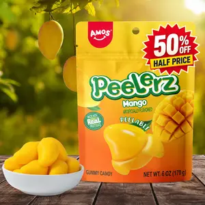 (50% off)AMOS Peelerz Fruit Gummy Variety Pack, Green Apple, Lychee, Peach, Lemon, Pineapple, Mango & Banana Peelable Soft Candy, Assorted Chewy Gummies Candy Snack-Product card