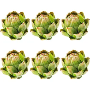 6Pcs Small Green Faux Artichokes Artificial Vegetables and Fake Fruits Bowl Filler for Home Kitchen Centerpiece Tabletop Decorations