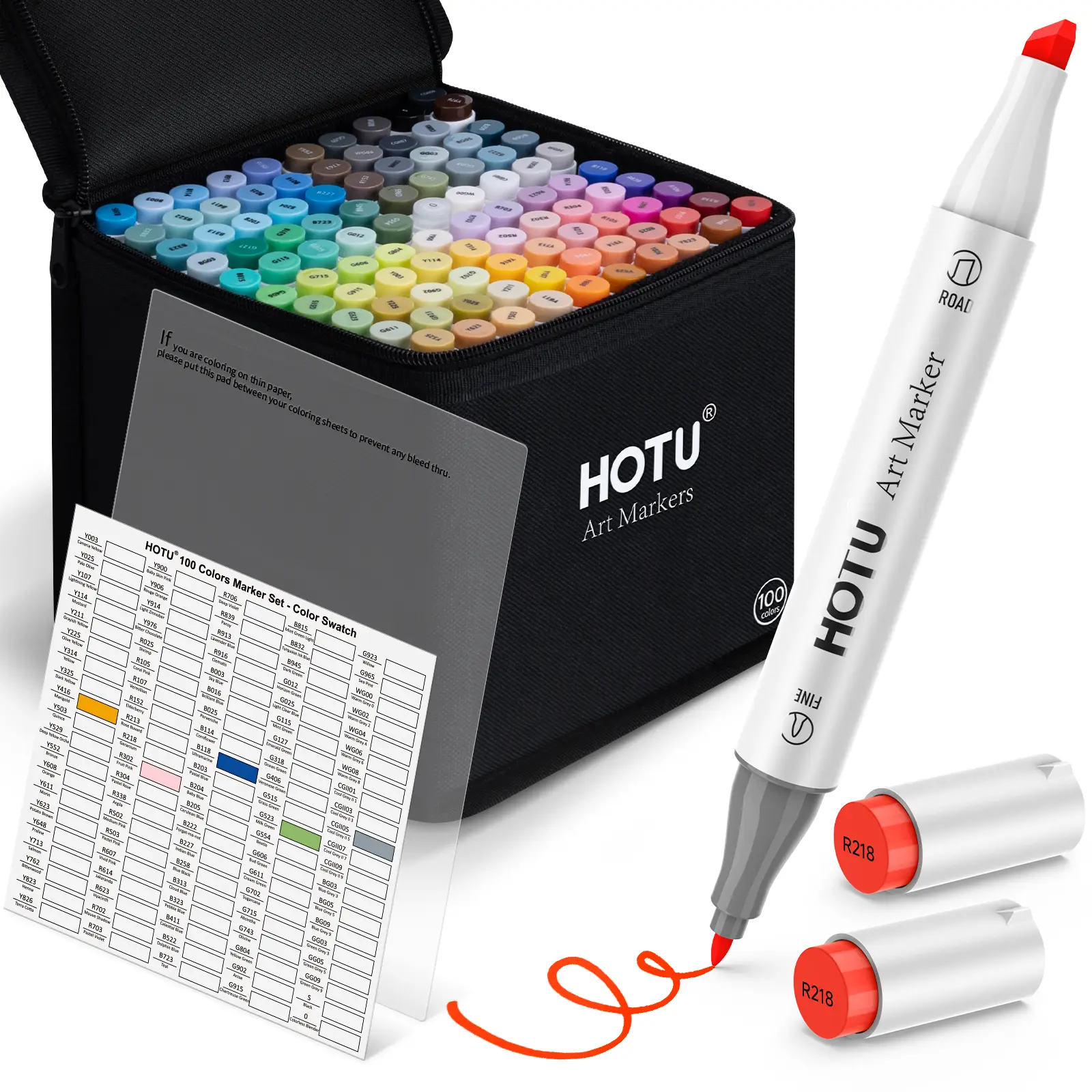 Fine & Chisel Tips Alcohol Markers,100 Colors Double Tipped Art Marker Set for Artists Adults Coloring Illustration,Alcohol-based Refillable Ink,Quick