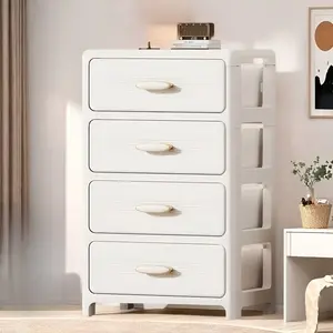Large Capacity Stackable Plastic Storage Cabinet with Lid Wheels & Drawers, Multiple Sizes Available Foldable Drawer Organizer, Space Saving Easy Clean Portable Storage Chest for Bedroom Home Office Dorm Garage