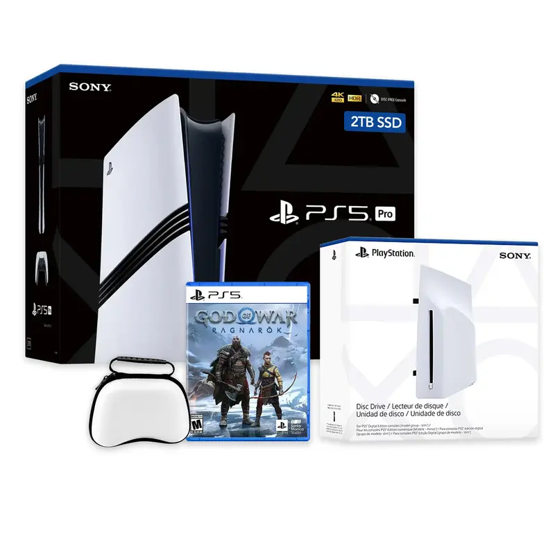 PlayStation 5 Pro 2TB SSD Console with Disc Drive, Wireless Controller and Case, God of War Ragnarok - CFI-7019 PS5 Pro