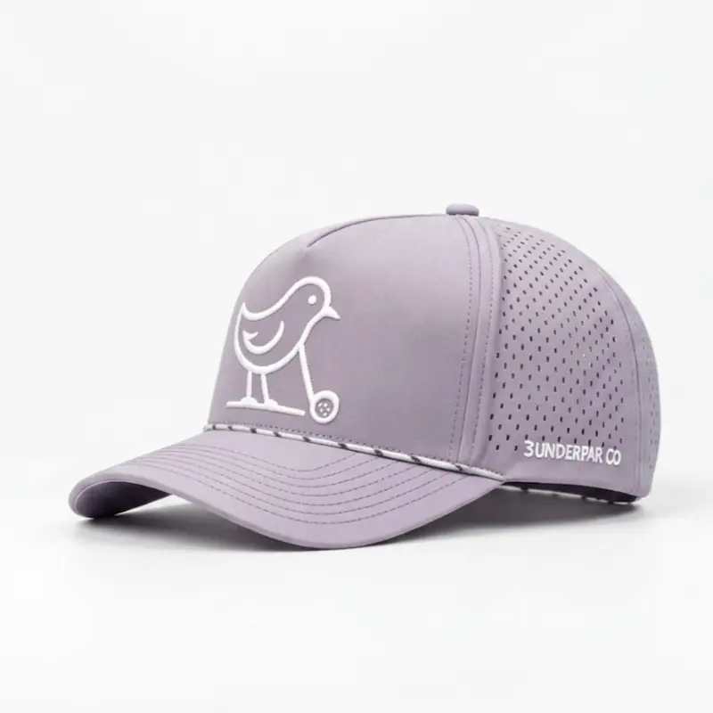 3 Under Par Co "Tap in Bird" Edition Golf Hat - Light Purple with Perforated Design and White Trim