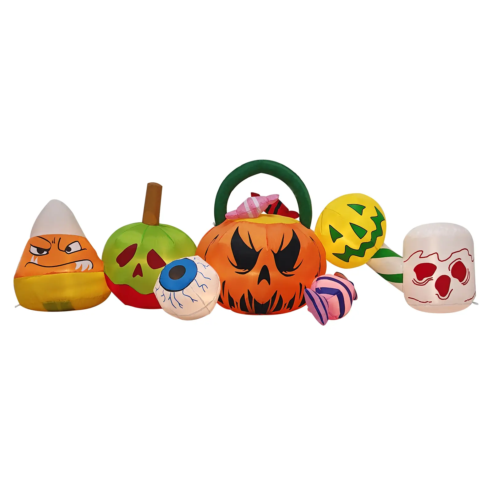 8FT Giant Halloween Inflatable - LED Lighted Pumpkin Ghost Yard Ornaments, Waterproof Outdoor/Indoor Decor with Eyeballs & Candy Ornaments