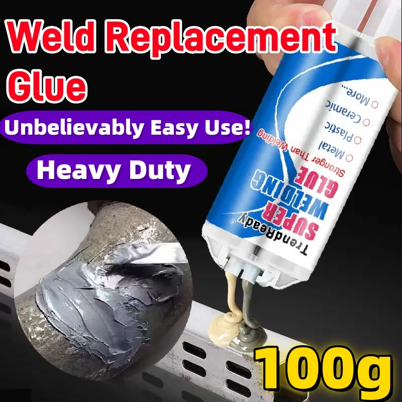 100G Heavy Duty AB Epoxy Adhesive Super Glue, Waterproof and Wear-Resistant Strong Bonding Epoxy Casting Glue with Accessories, Multi-Purpose Fast Repair for Tile, Metal, Plastic, Ceramics, Wood, Oil-Resistant Industrial Strength Repair Glue