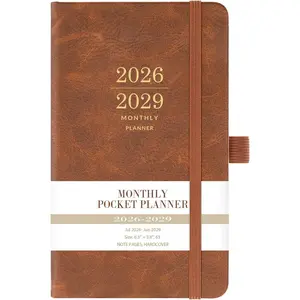 2026-2029 Monthly Pocket Planner - JUL 2026 - JUN 2029, 3 Year Calendar, Faux Leather Cover, 3.8" x 6.3", Pen Holder, 2 Bookmarks,  Pocket