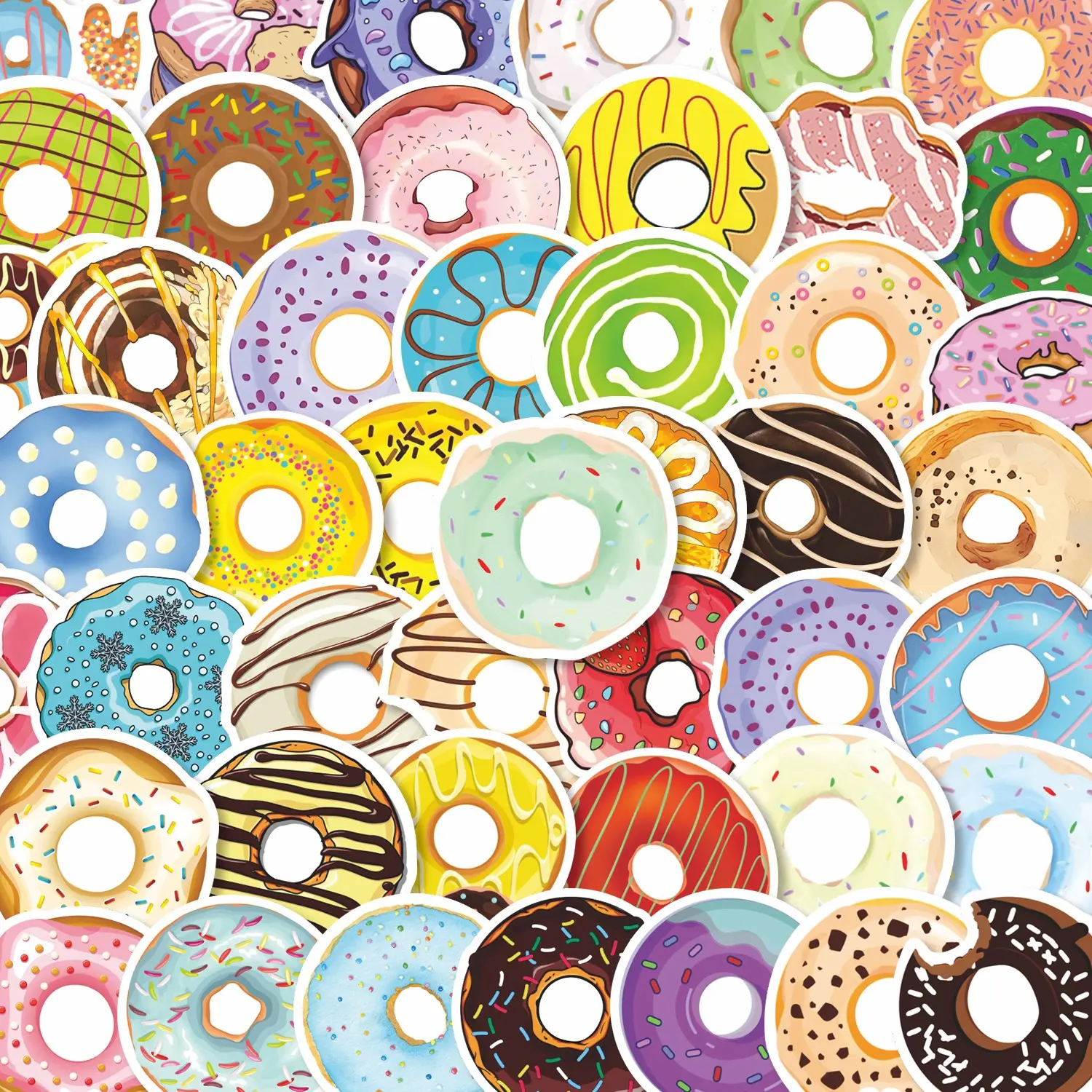 Colorful Donut Stickers Pack Waterproof Decals for Laptops and Water ...