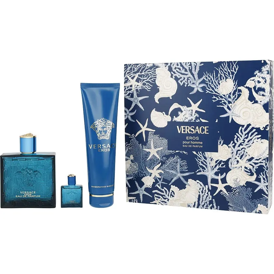 Versace Eros Men Eau de Parfum 3-Piece Gift Set | EDP 3.4 oz + Shower Gel 5 oz + Mini EDP 0.17 oz