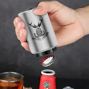 Premium Automatic Beer Bottle Opener, Stainless Steel Portable Travel Gadgets Magnetic Push Down Opener for Kitchen Home Bar Restaurant Utensils