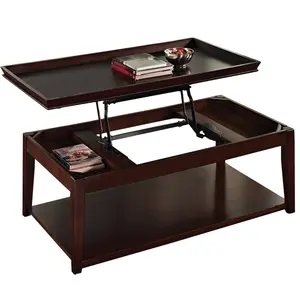 Clemson Solid Wood Lift-Top Coffee Table with Storage Options for Transitional Home Decor 48"W x 26"D x 20"H Merlot Cherry Finish