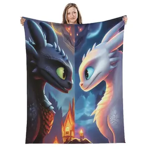 A Couple of Toothless Characters Blanket- Suitable for AllSeasons, Versatile Polyester Blanket, Perfect for BedroomsLiving Rooms, Sofas, And Travel-a Warm Gift for FriendsAnd Family