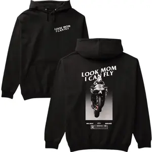 Look Mom I Can Fly Motorcycle Hoodie Biker Graphic Pullover Hoodie for Men Women Rider Gift Racing Streetwear Casual Hoodie USA Style