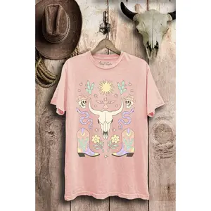 Desert Skull & Boots Cowgirl Western Graphic Tee