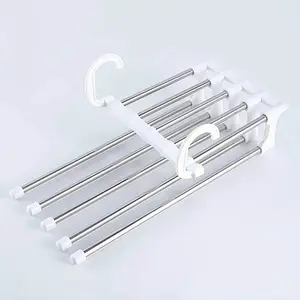 1 multi-layer pants rack, plastic and stainless steel storage rack, saving space for organizing wardrobes, wardrobes, bedrooms, suitable for pants, jeans, scarves