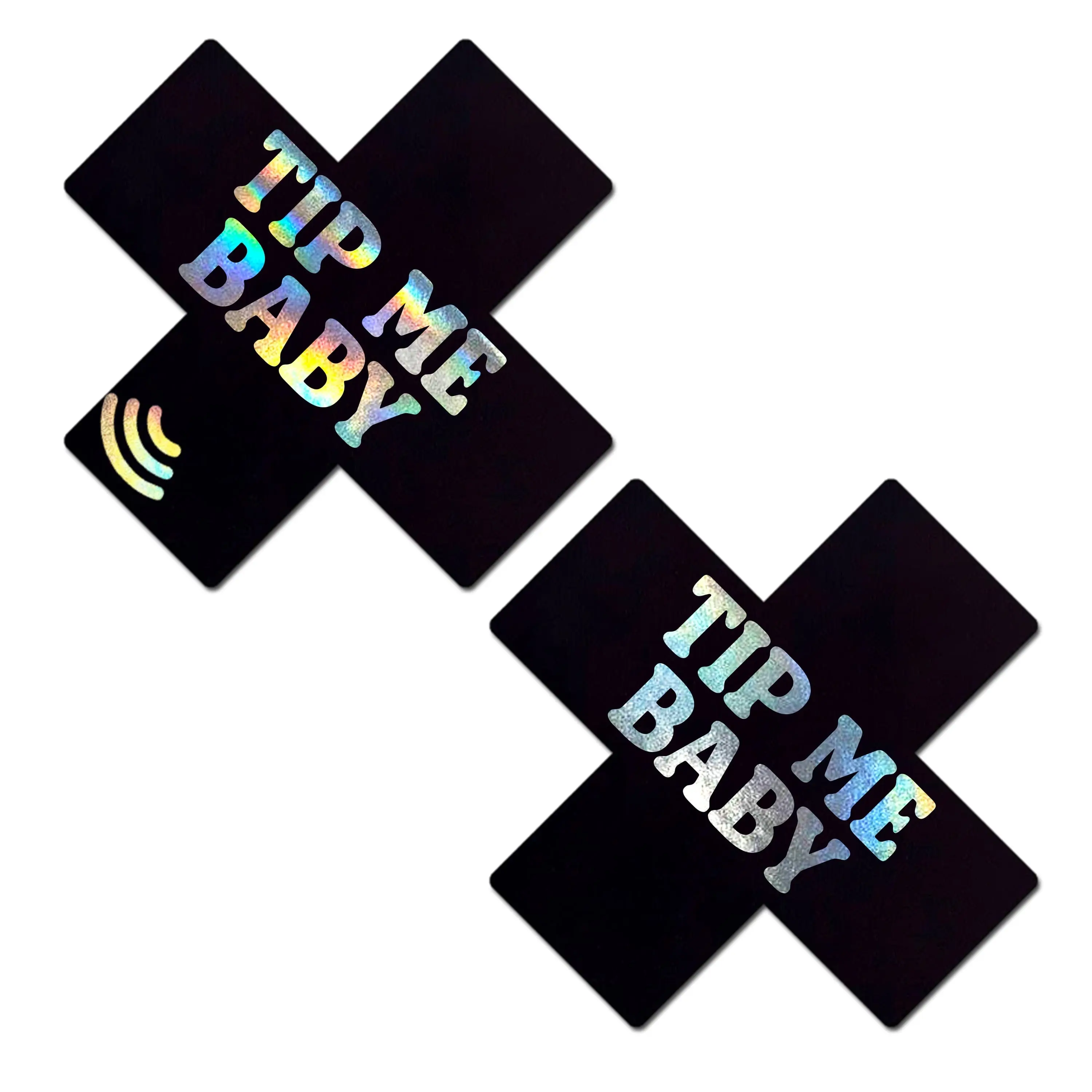 Tip Me Baby Holographic X Smart NFC Pasties | Tap to Tip, Follow & Share Links Instantly