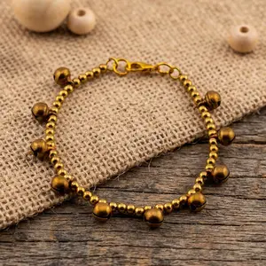 Brass Bell Bracelet | Handmade Thai Jewelry | Artisan Gold Tone Bracelet | Minimalist Spiritual Gift for Her