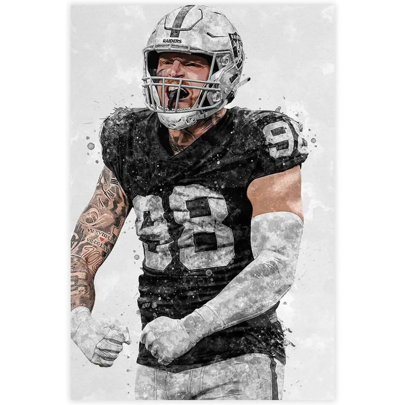 Maxx Crosby Poster Canvas Poster Wall Art Decor Print Picture Paintings for Living Room Bedroom Decoration Unframe:24x36inch(60x90cm)