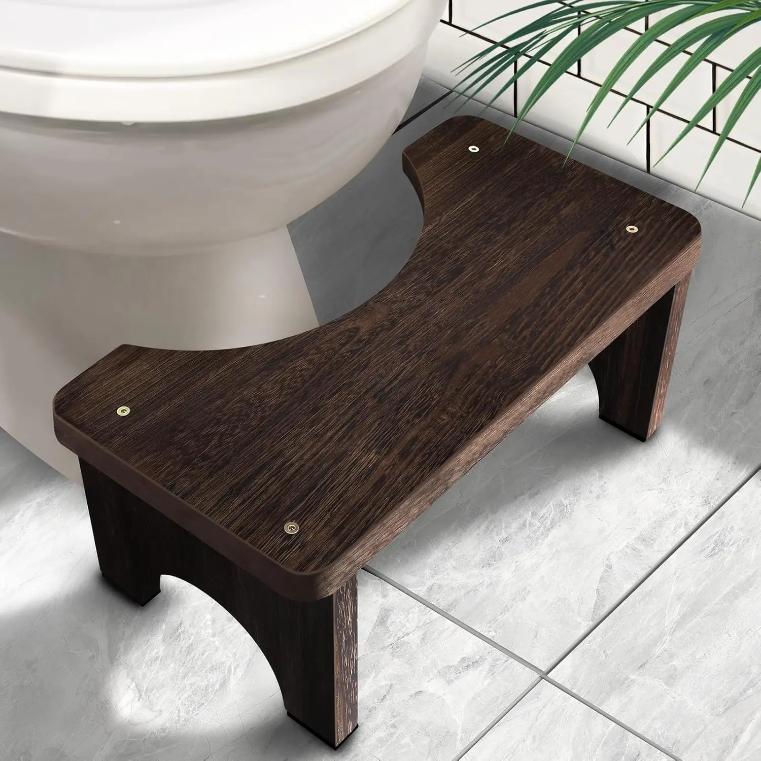 Wood Toilet Stool Squat Adult, Poop Stool for Bathroom Adults, Portable Toilet Potty Stools for Adults, 7 Inch Height