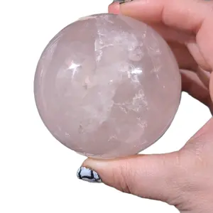 Pink Rose Quartz Crystal Sphere - 3 Inches - Rainbows - Home Decor