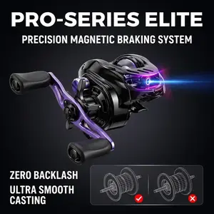 Premium Black Purple Baitcasting Reel, 7.2:1 Gear Ratio, 5+1 Bearings, 17.64LB Maximum Drag, Suitable for Freshwater And Saltwater Fishing