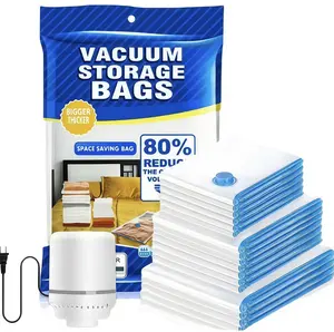 Vacuum Storage Bags (15 Pack) Space Saver Bags with 1 Electric Air Pump Vacuum Seal Bags Compression Bags for Clothes Blanket Duvets Pillows Comforters Travel Moving