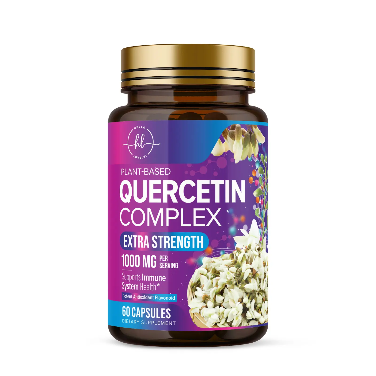 Quercetin Supplement 1000mg - Natural, Plant-Based Support for Immune, Cellular, Respiratory & Seasonal Changes - Extra Strength Quercetin Dihydrate from Sophora Japonica - 60 Veggie Capsules Healthcare Vitamin