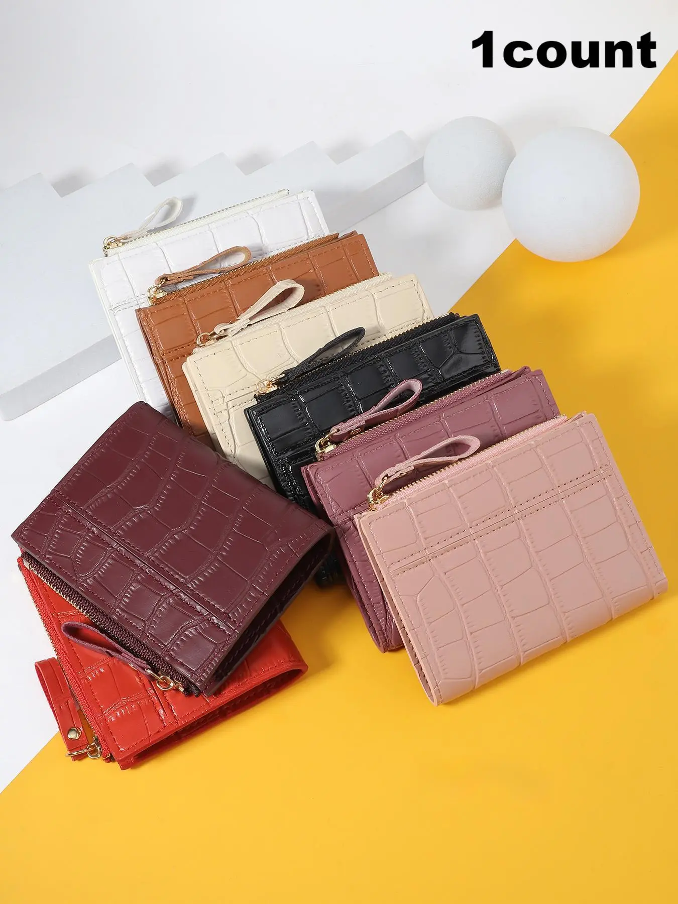 Women's Minimalist Short Wallet, Fashionable Credit Card Holder, Fashionable Geometric Pattern Coin Purse, Versatile Small Storage Bag for Keys & Cash