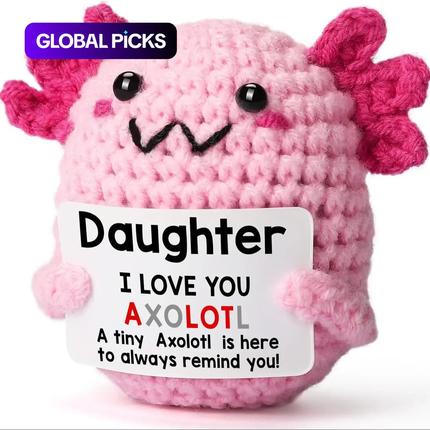Crochet Axolotl Doll with Greeting Card, Cute Birthday Amigurumi Gift for Girls and Teenagers, Handmade Crochet Figure, Soft Cuddly Axolotl Stuffed Animals, Party Supplies #GLOBAL PICKS