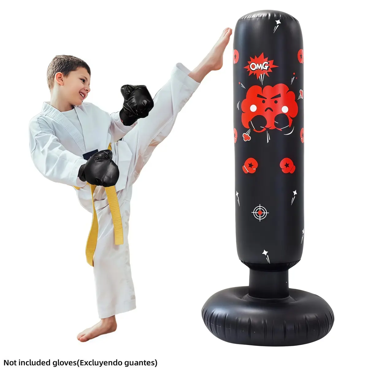 Inflatable Punching Bag for Kids, 120cm Freestanding PVC Bop Bag for Martial Arts & Boxing Training, Portable for Home & Camping, Inflatable Boxing Set