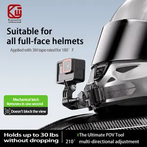 Kewig Universal Motorcycle Helmet Chin Camera Mount with Bendable Mounting Base & Strong Adhesive Pads, Quick-Release Design, Adjustable Angle, for DJI OSMO/Insta360 Action Camera
