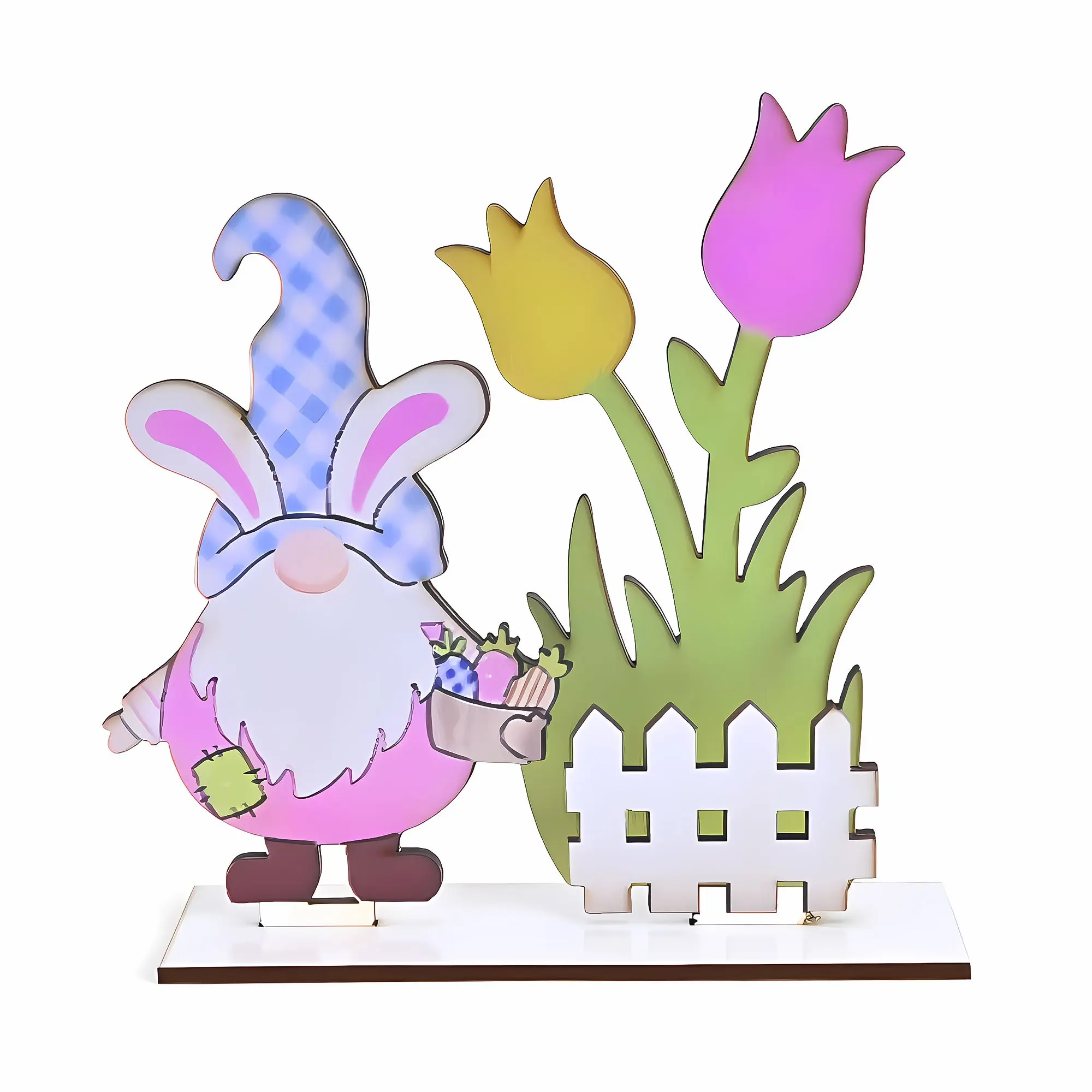 Classic Wooden Easter Bunny Tabletop Decoration, Multipurpose Solid Wood Craft for Easter Party, Festive Scene Adornment